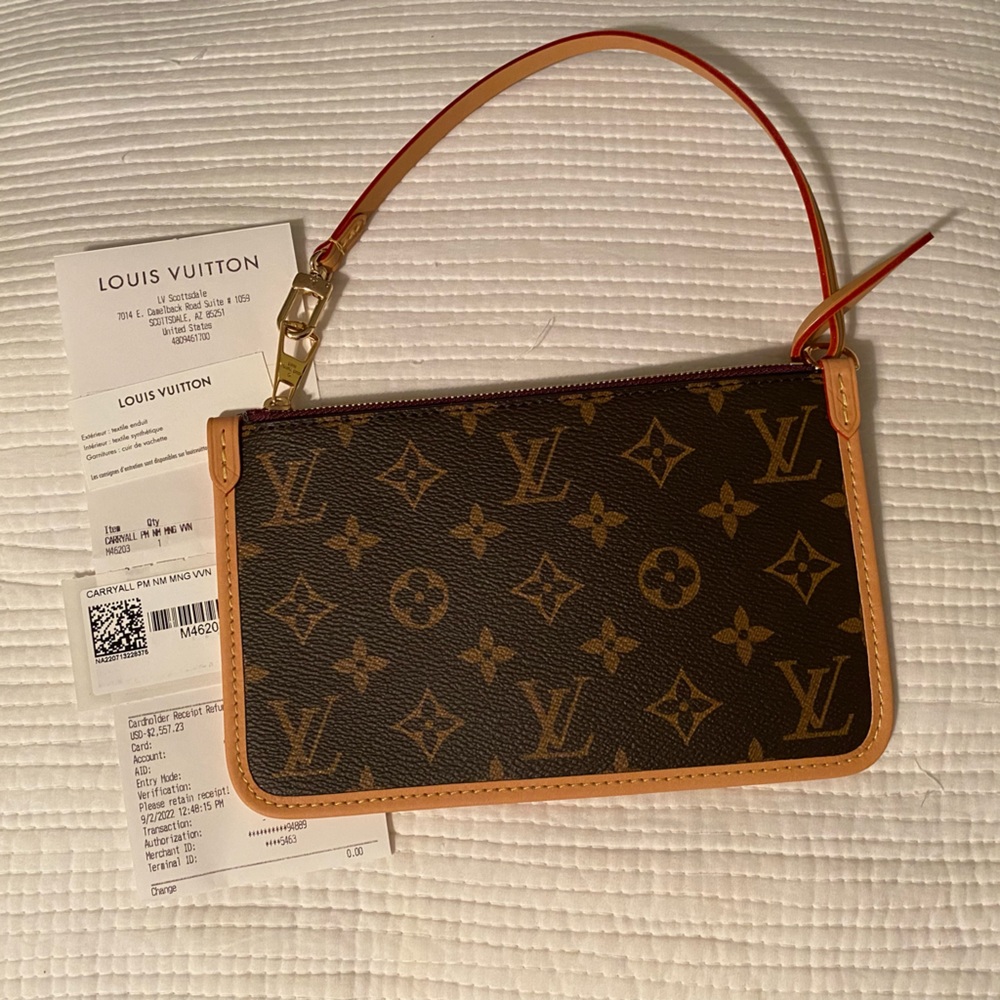 Louis Vuitton Carryall PM Monogram Pochette Clutch Wristlet Brand New